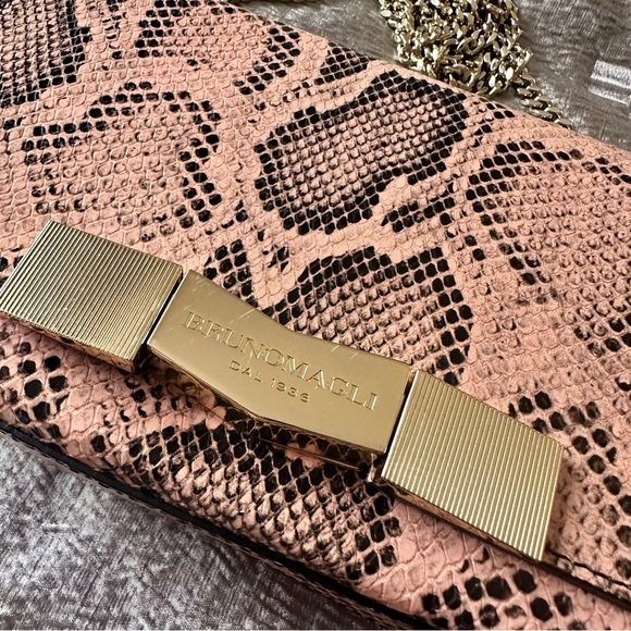 Bruno Magli Pink Snake Skin Embossed Shoulder Bag - Picture 3 of 12